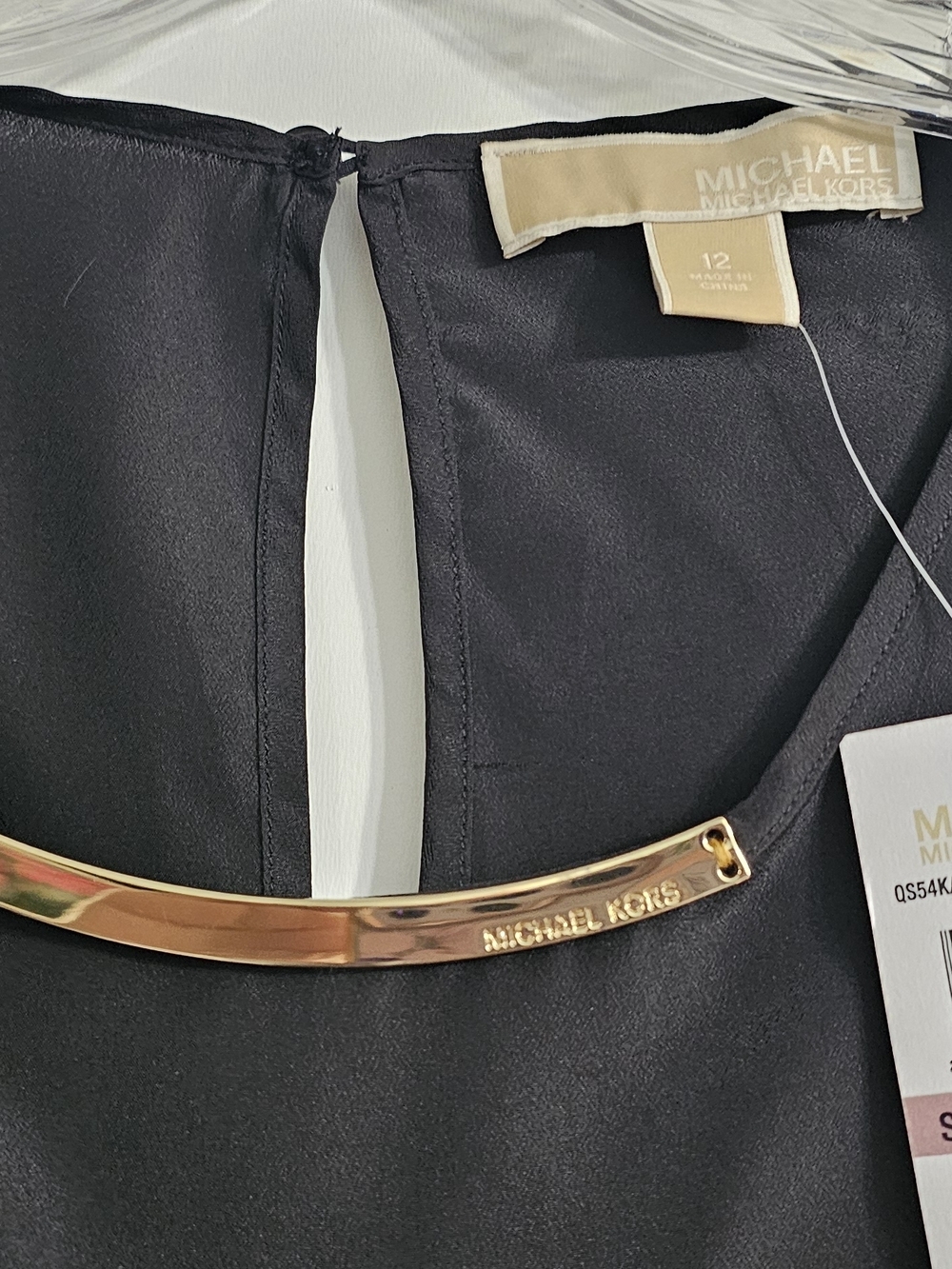Michael Kors Black Blouse with Gold Neck Bar - Picture 2 of 6